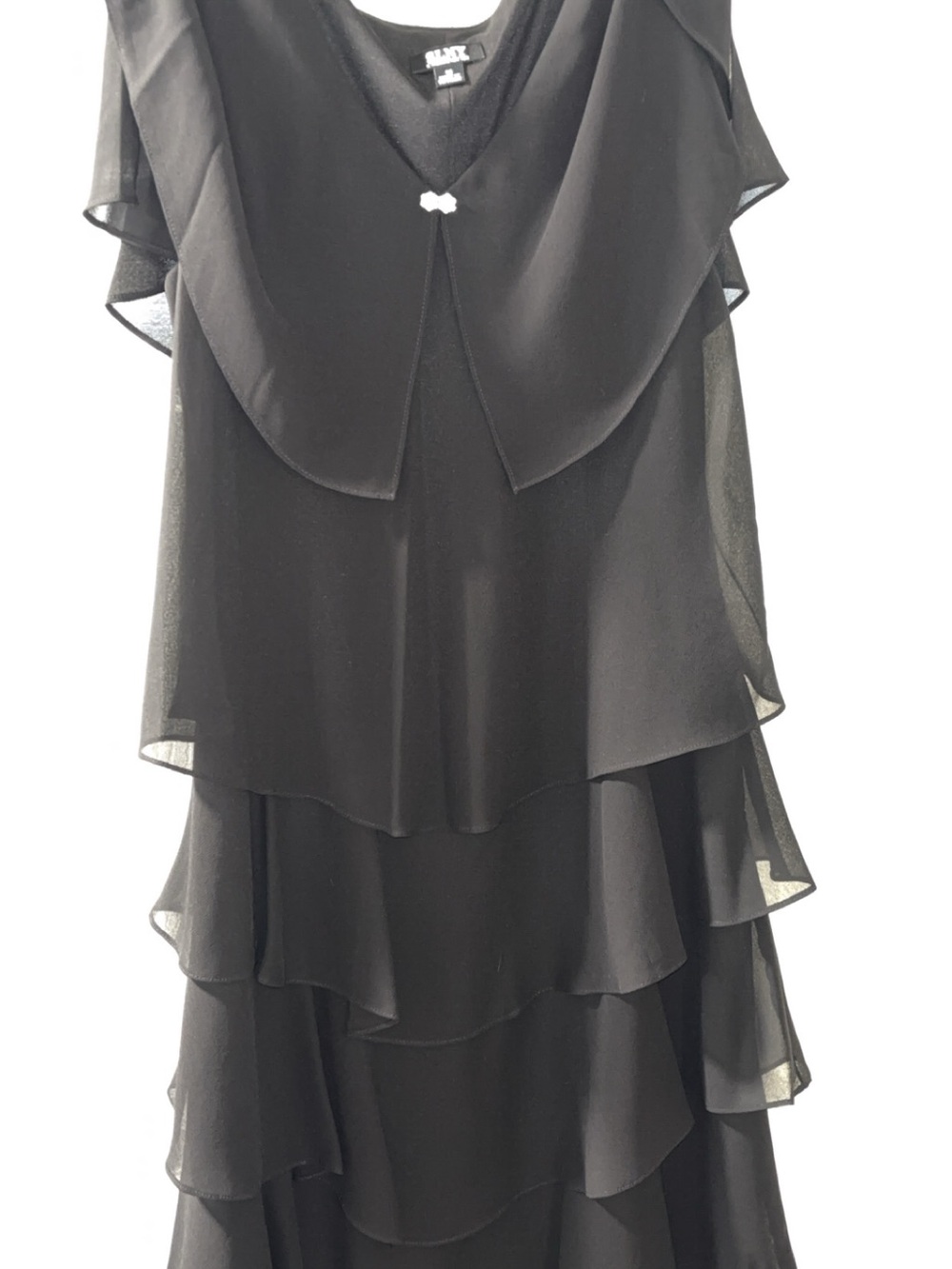 SLNY Black Layered Chiffon Dress 16